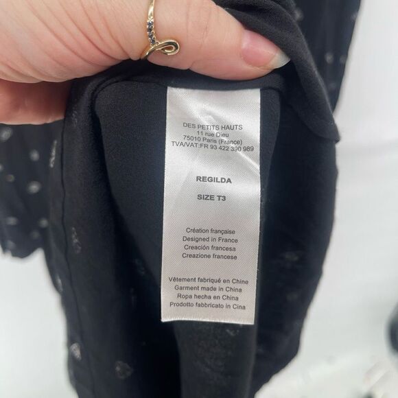 Des Petits Hauts Paris viscose shift dress long sleeves seashells v neck T3 8 - Picture 11 of 12